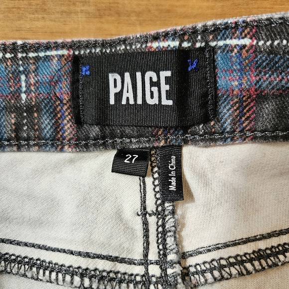 Paige Huxton Ankle Jeans Black Atlantic Tartan Plaid Size 27 - Picture 5 of 12